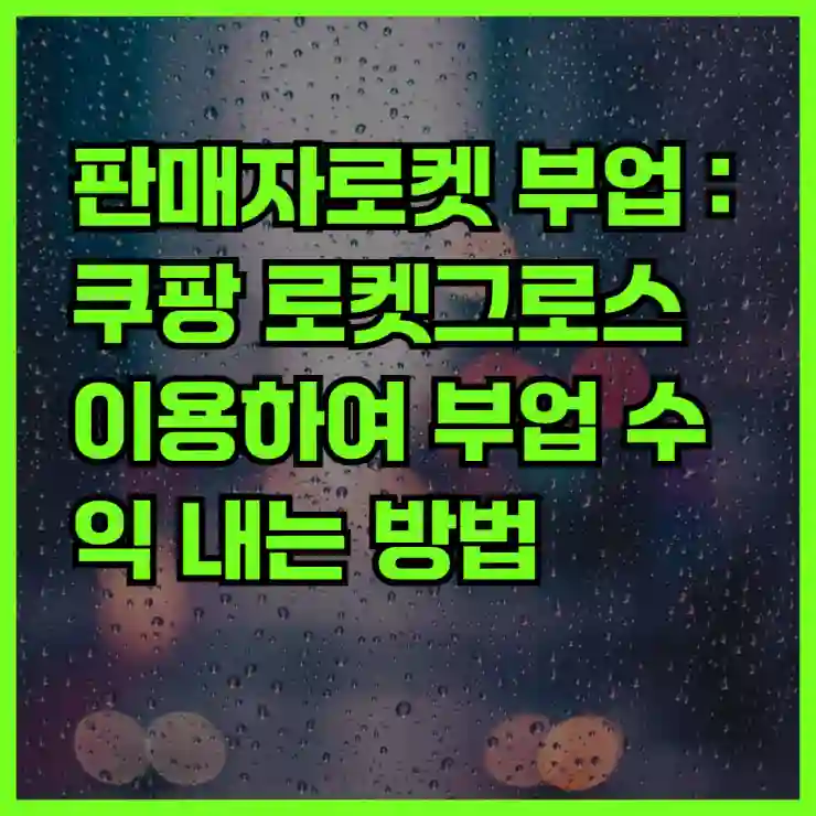 판매자로켓 부업 : 쿠팡 로켓그로스 이용하여 부업 수익 내는 방법