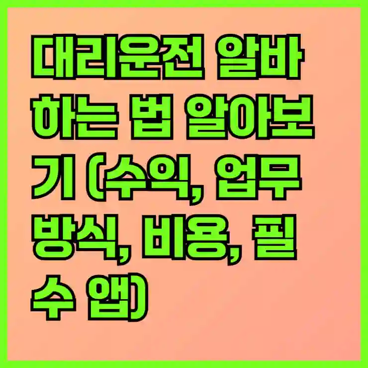 대리운전 알바 하는 법 알아보기 (수익, 업무방식, 비용, 필수 앱)