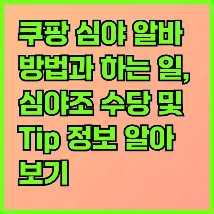 쿠팡 심야 알바 방법과 하는 일, 심야조 수당 및 Tip 정보 알아보기