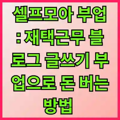 셀프모아 부업 : 재택근무 블로그 글쓰기 부업으로 돈 버는 방법 (feat. 재택 알바)