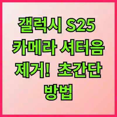 갤럭시 S25 카메라 셔터음 제거! 90%가 모르는 초간단 방법