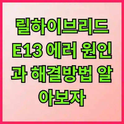 릴하이브리드 E13 에러 원인과 해결방법 알아보자