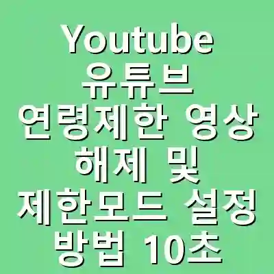 Youtube 유튜브 연령제한 영상 해제 및 제한모드 설정 방법 10초 끝내기