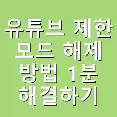 유튜브 제한 모드 해제 방법 1분 해결하기