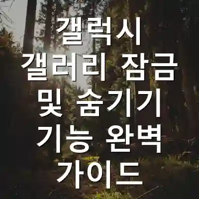 갤럭시 갤러리 잠금 및 숨기기 기능 완벽 가이드